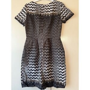 Madewell 1937 Chevron Knit Dress Black White Gold Short Sleeve Size 0